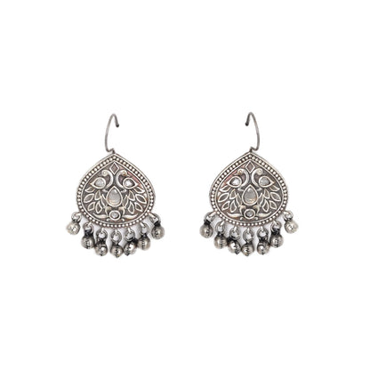 Teejh Vanya Silver Oxidised White Earrings