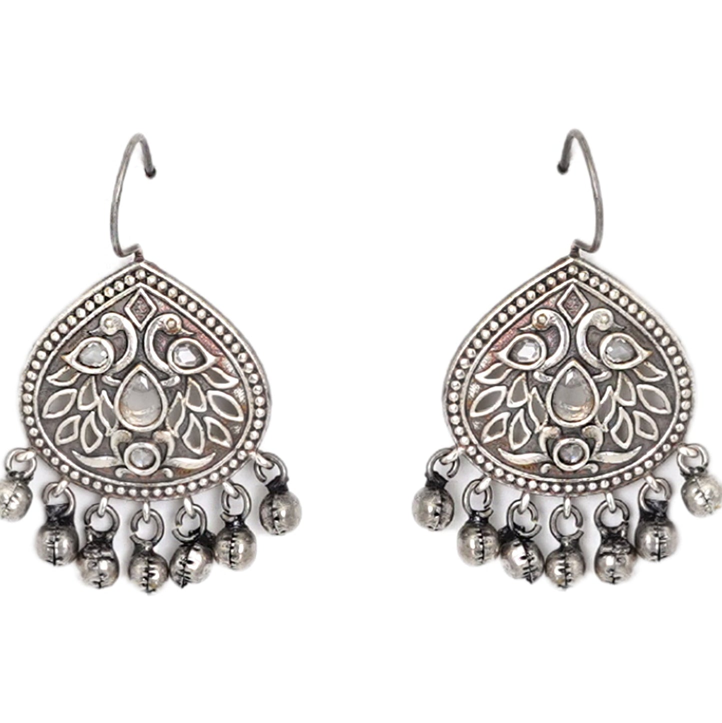 Teejh Vanya Silver Oxidised White Earrings