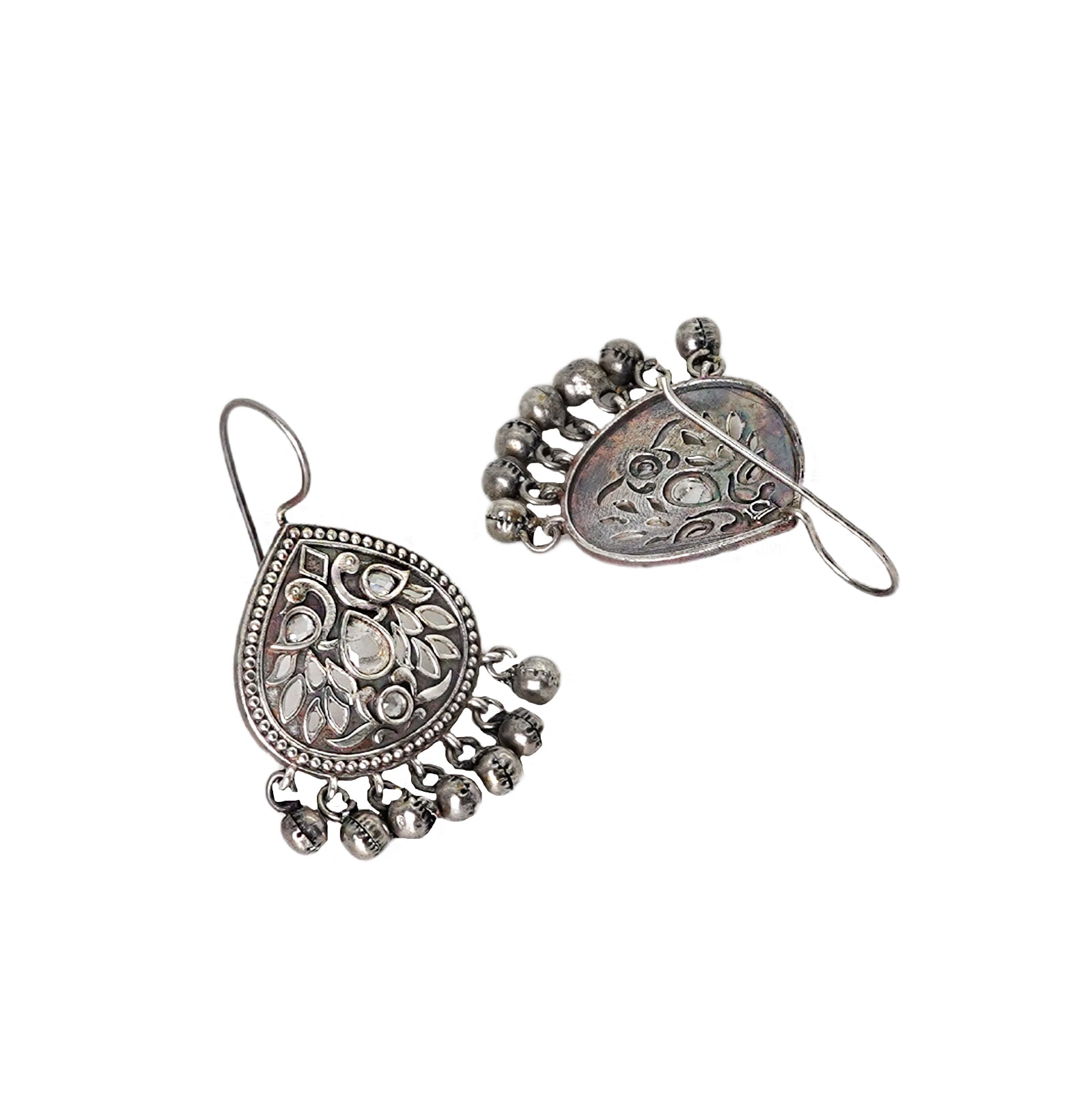 Teejh Vanya Silver Oxidised White Earrings