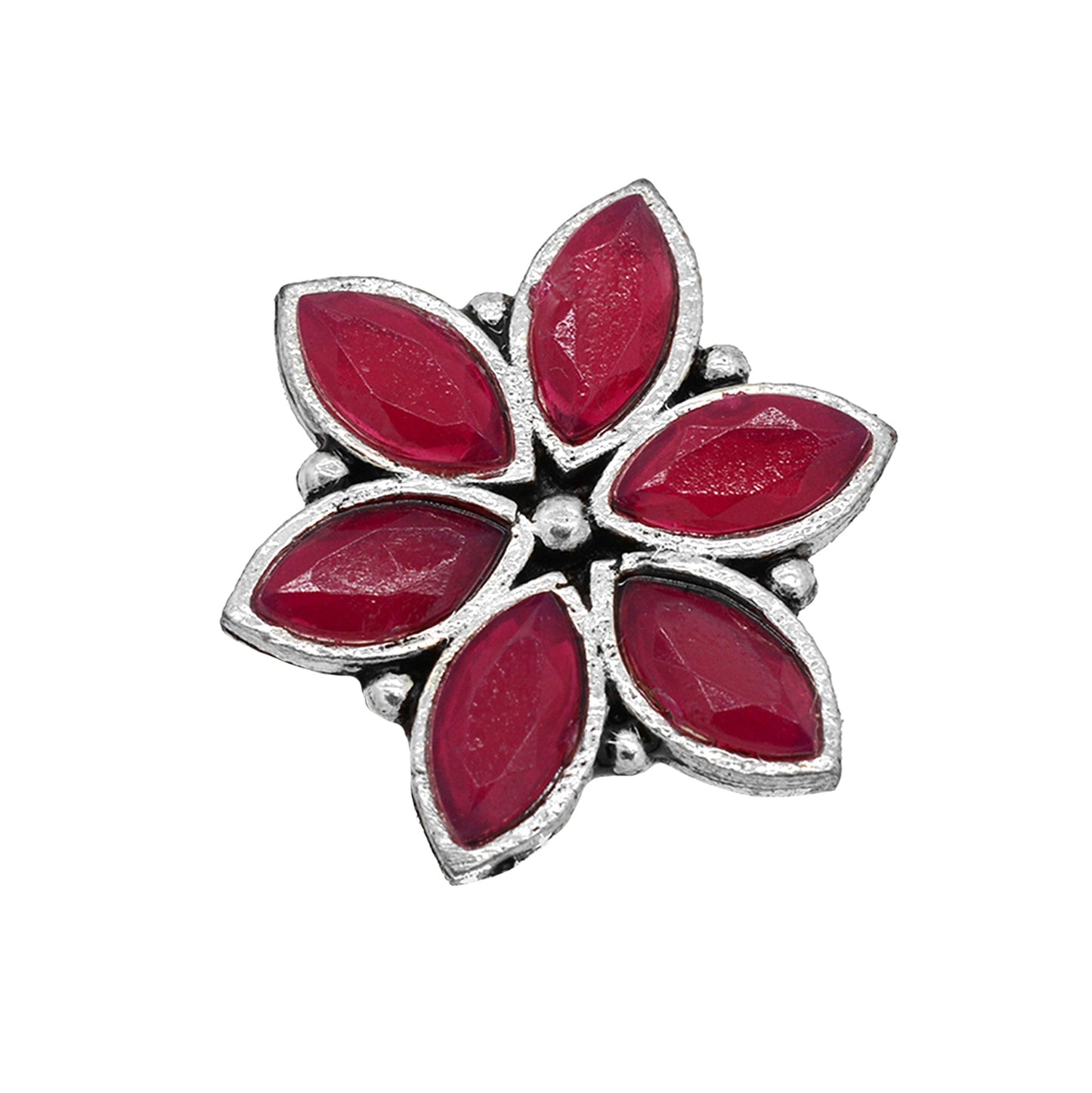 Ageless Red Stone Silver Ring - Teejh