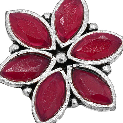 Ageless Red Stone Silver Ring - Teejh
