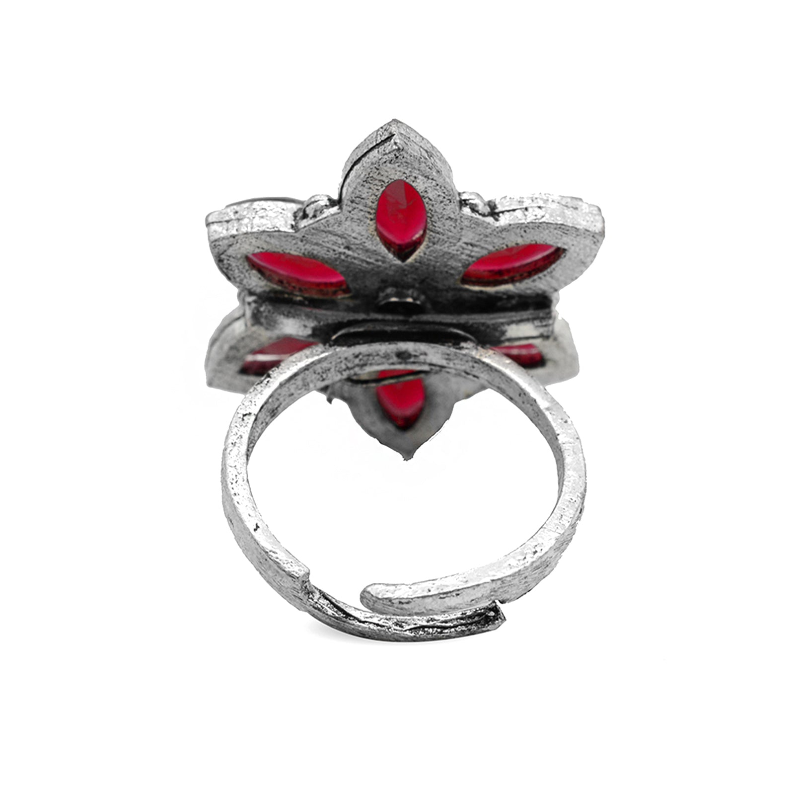 Ageless Red Stone Silver Ring - Teejh