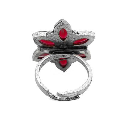 Ageless Red Stone Silver Ring - Teejh