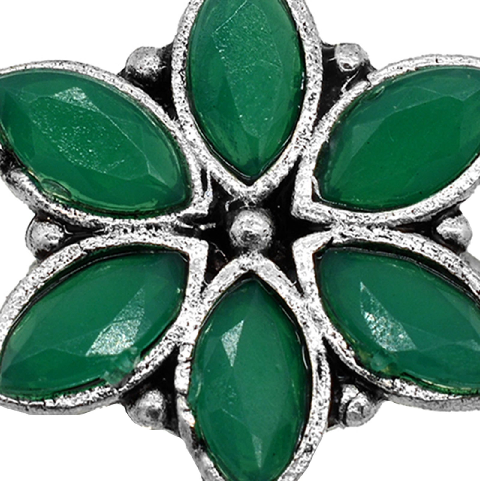 Ageless Green Stone Silver Ring - Teejh