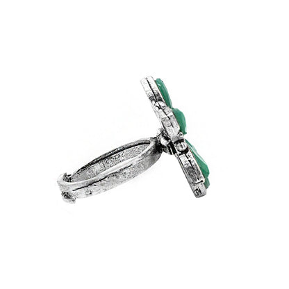 Ageless Green Stone Silver Ring - Teejh