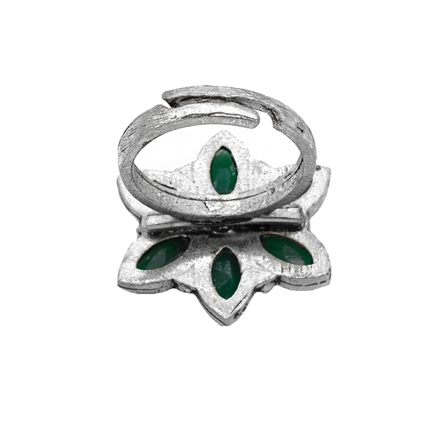 Ageless Green Stone Silver Ring - Teejh