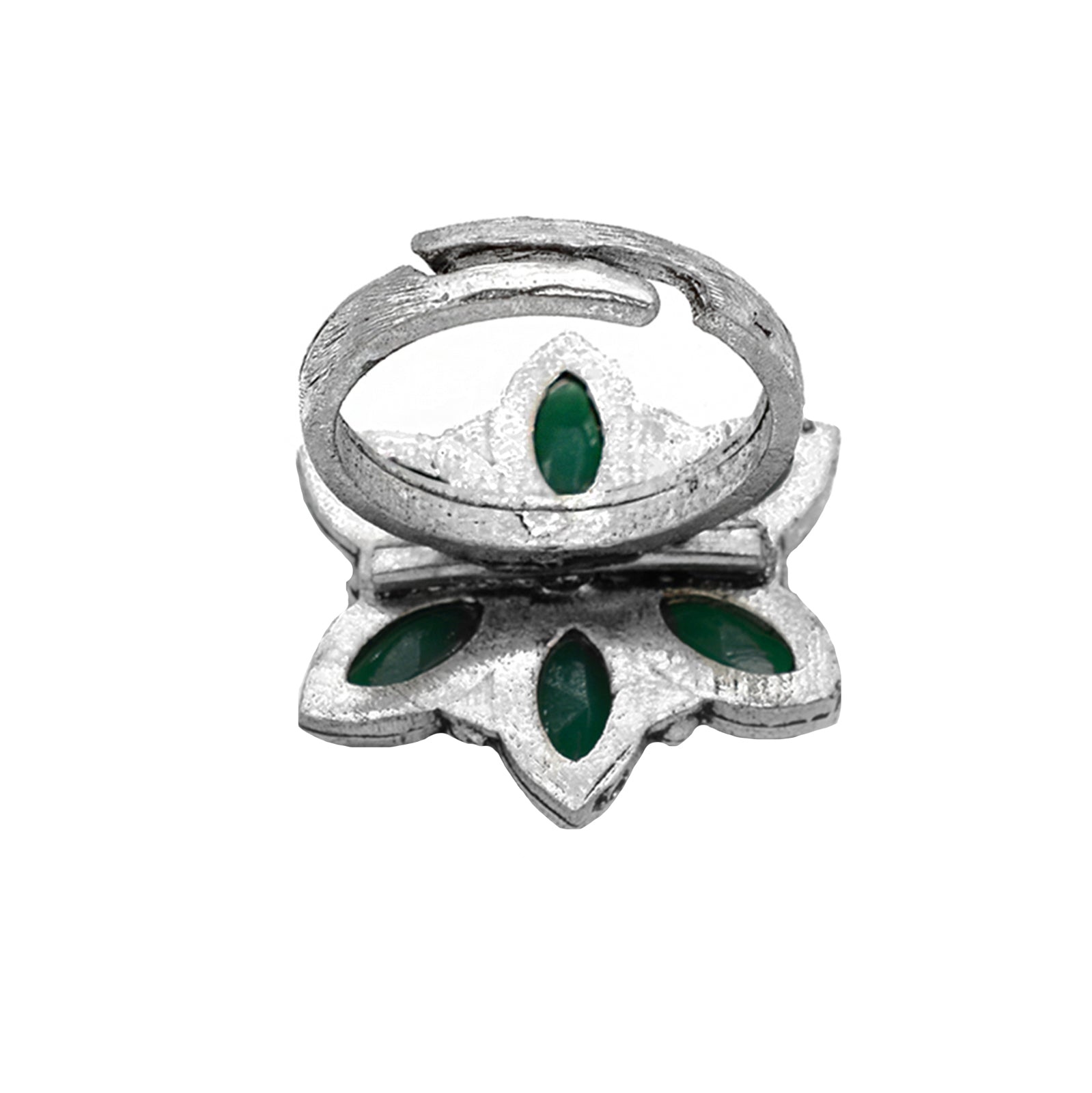 Ageless Green Stone Silver Ring - Teejh
