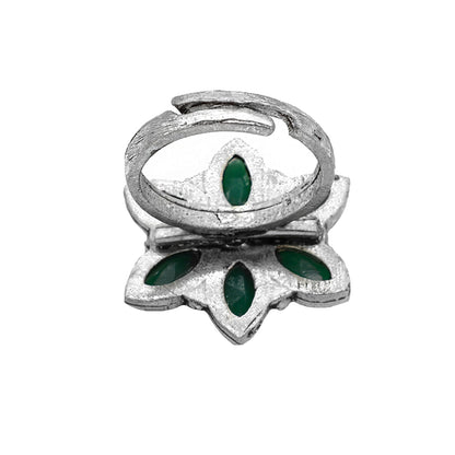 Ageless Green Stone Silver Ring - Teejh