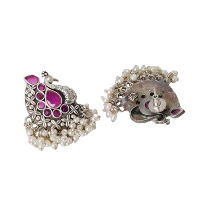 Teejh Nirali Purple Silver Oxidised Earrings