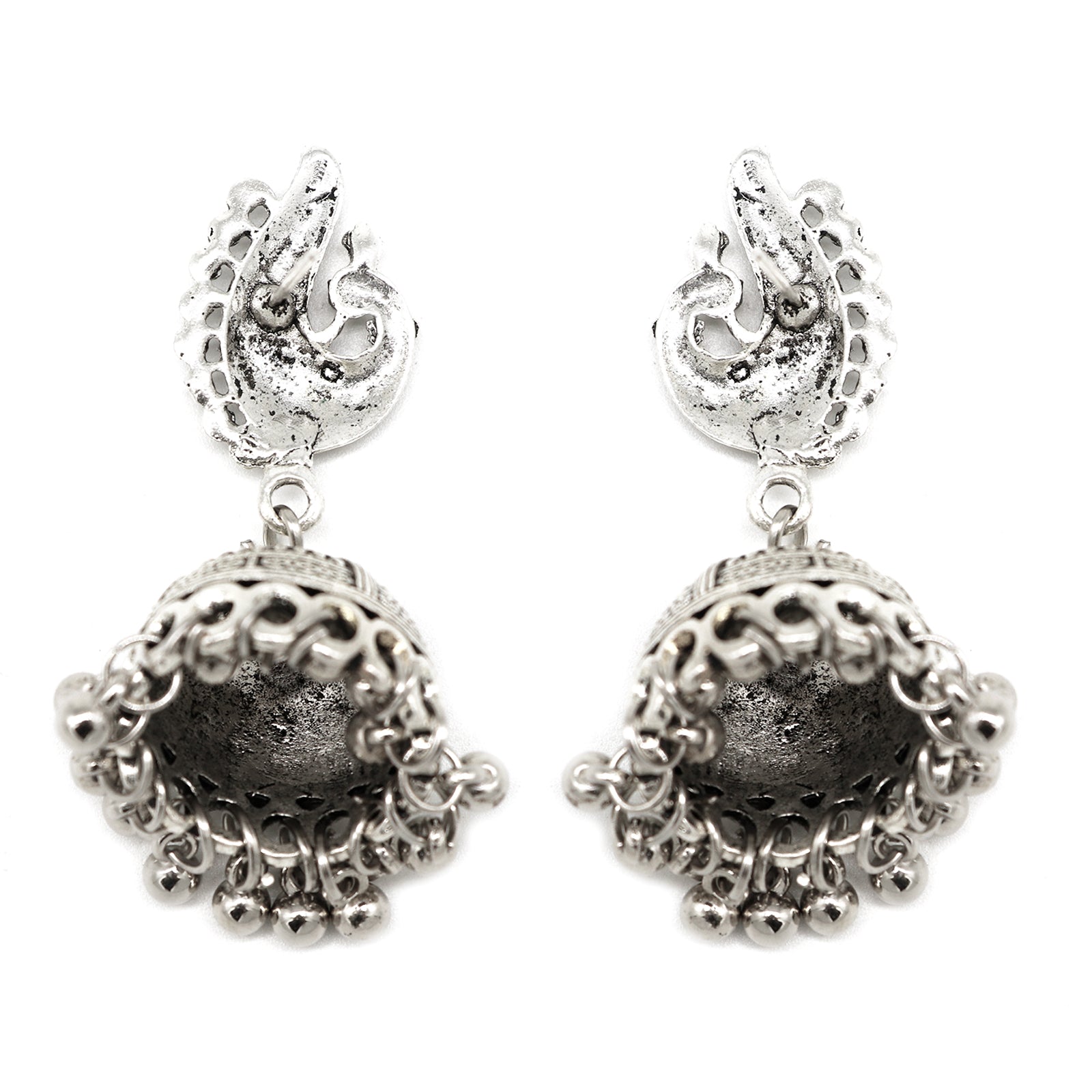Kaveesha Silver Oxidized Peacock Necklace Set - Teejh