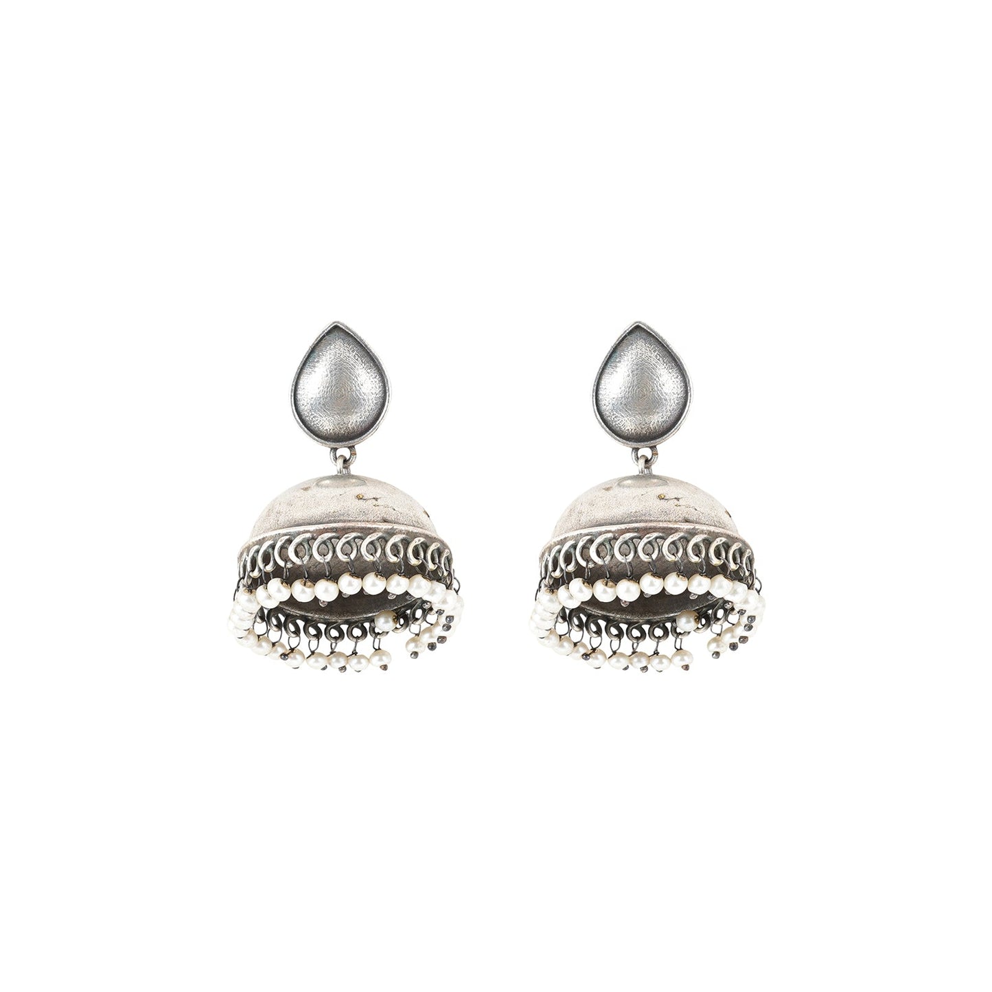 Teejh Tara Silver Oxidised Jhumki Earrings