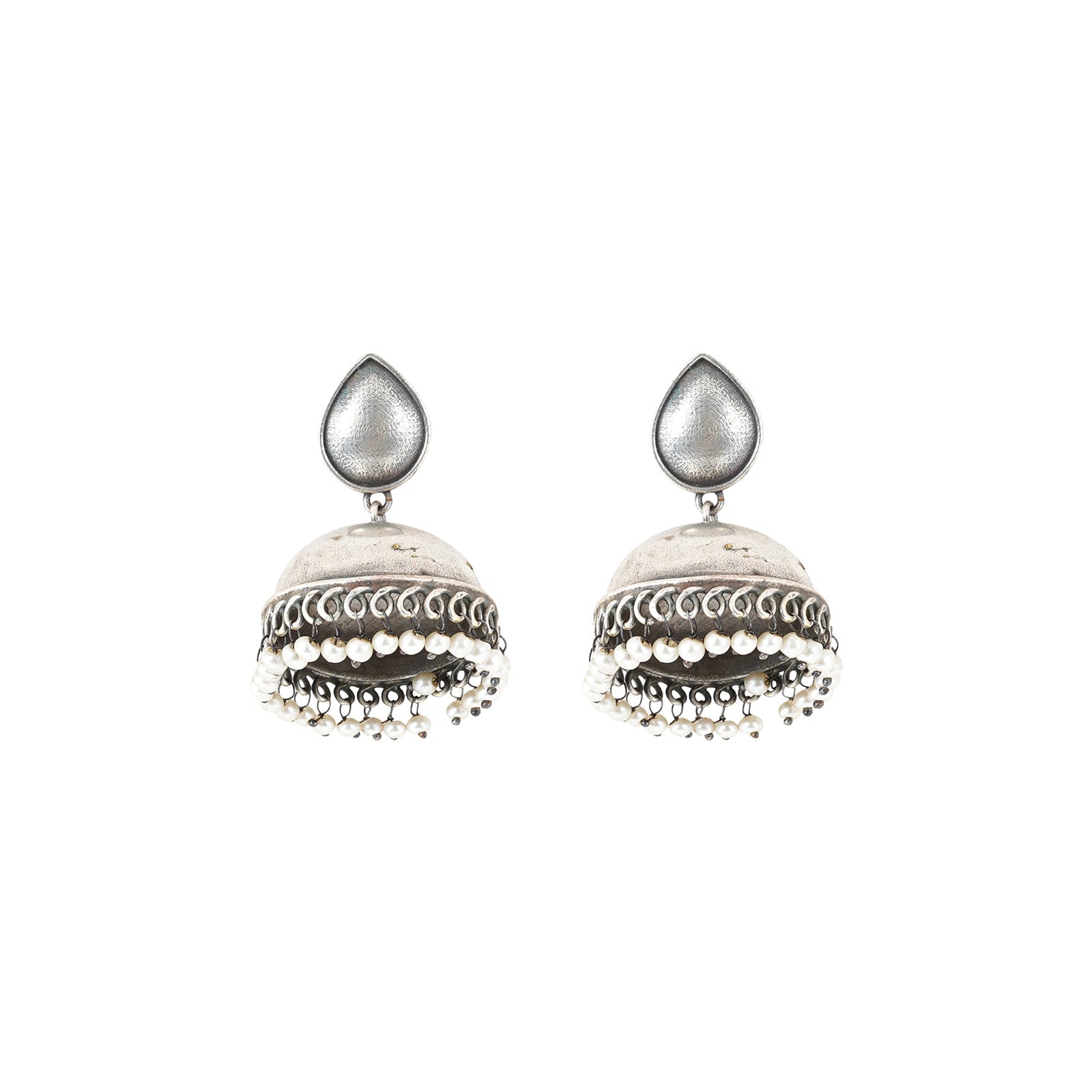 Teejh Tara Silver Oxidised Jhumki Earrings