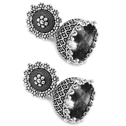 Ishani Silver Oxidized Jhumki - Teejh