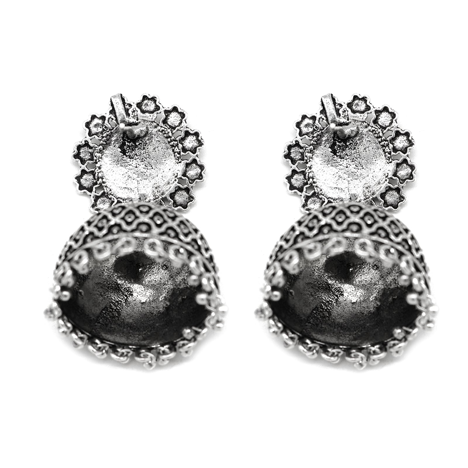 Ishani Silver Oxidized Jhumki - Teejh