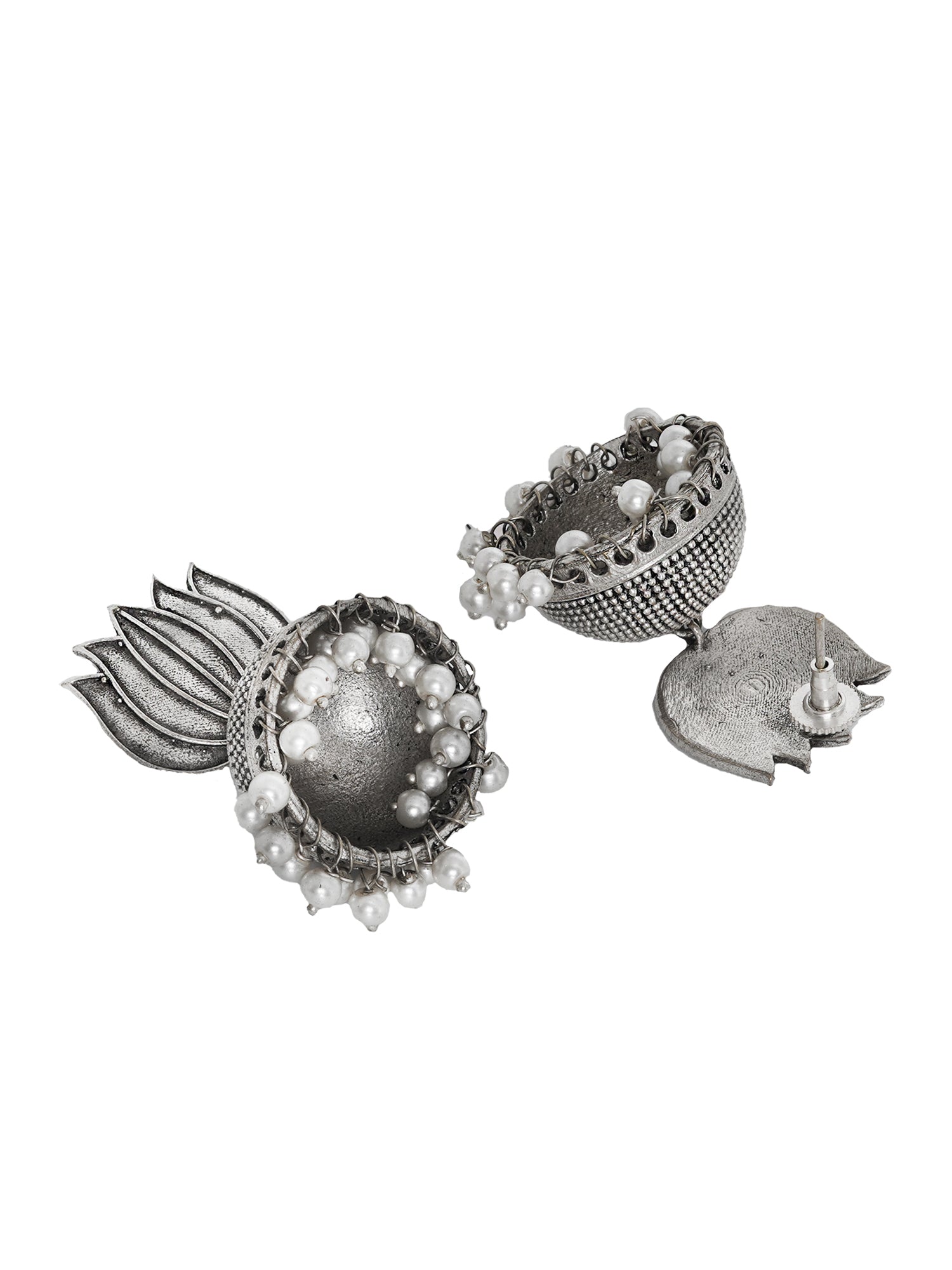 Teejh Sadika Lotus Silver Oxidised Earrings