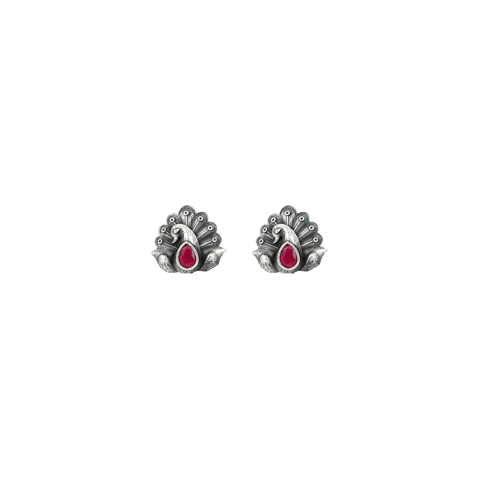 Teejh Indira Peacock Silver Oxidised Toe Rings