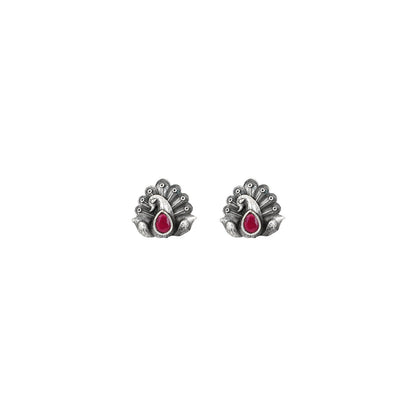 Teejh Indira Peacock Silver Oxidised Toe Rings