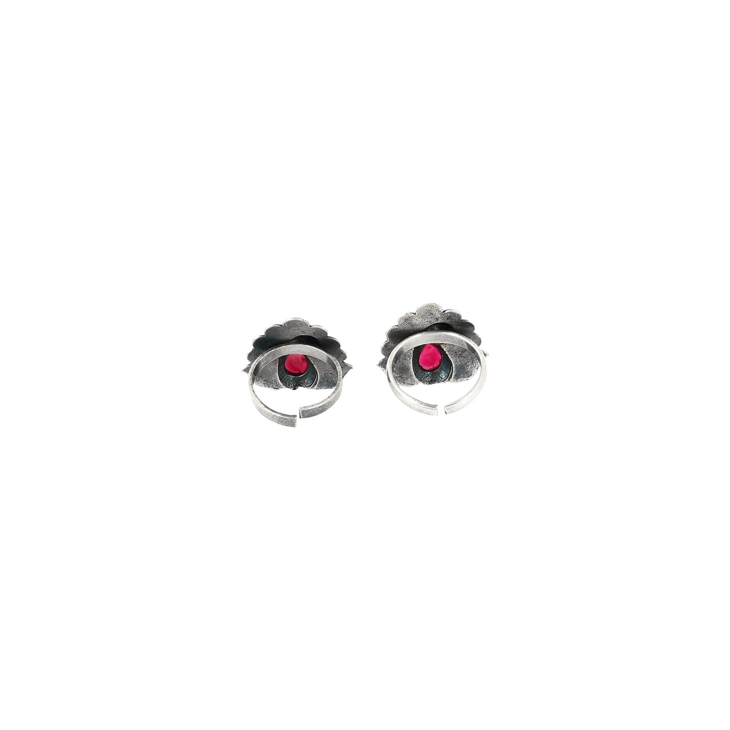 Teejh Indira Peacock Silver Oxidised Toe Rings