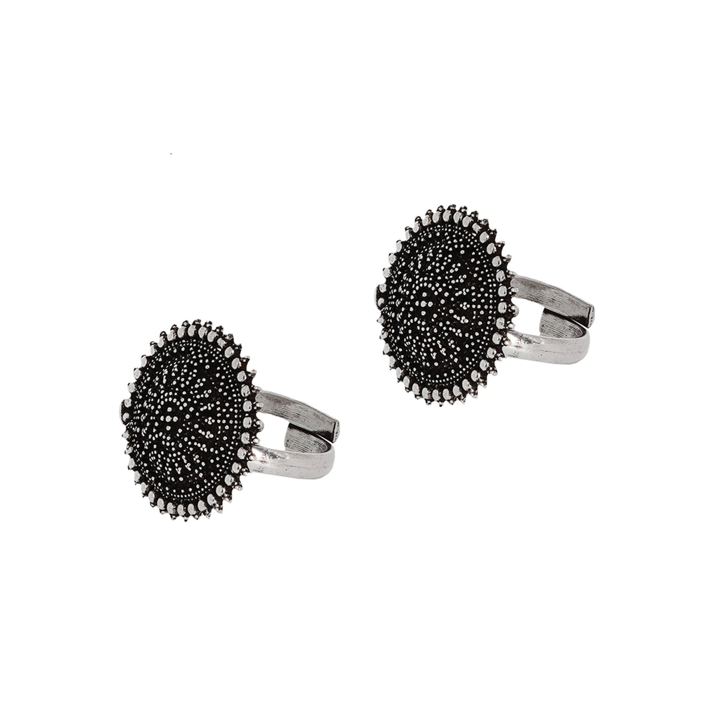 Teejh Darshita Silver Oxidised Toe Rings