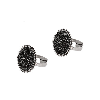 Teejh Darshita Silver Oxidised Toe Rings