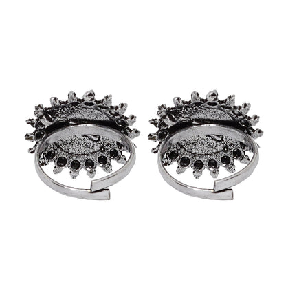 Teejh Megh Silver Oxidised  Toe Rings