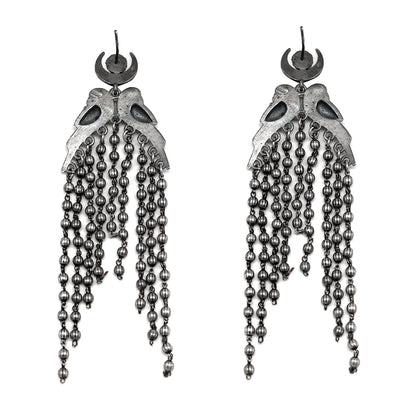 Shatakshi Peacock Silver Oxidized Earrings - Teejh