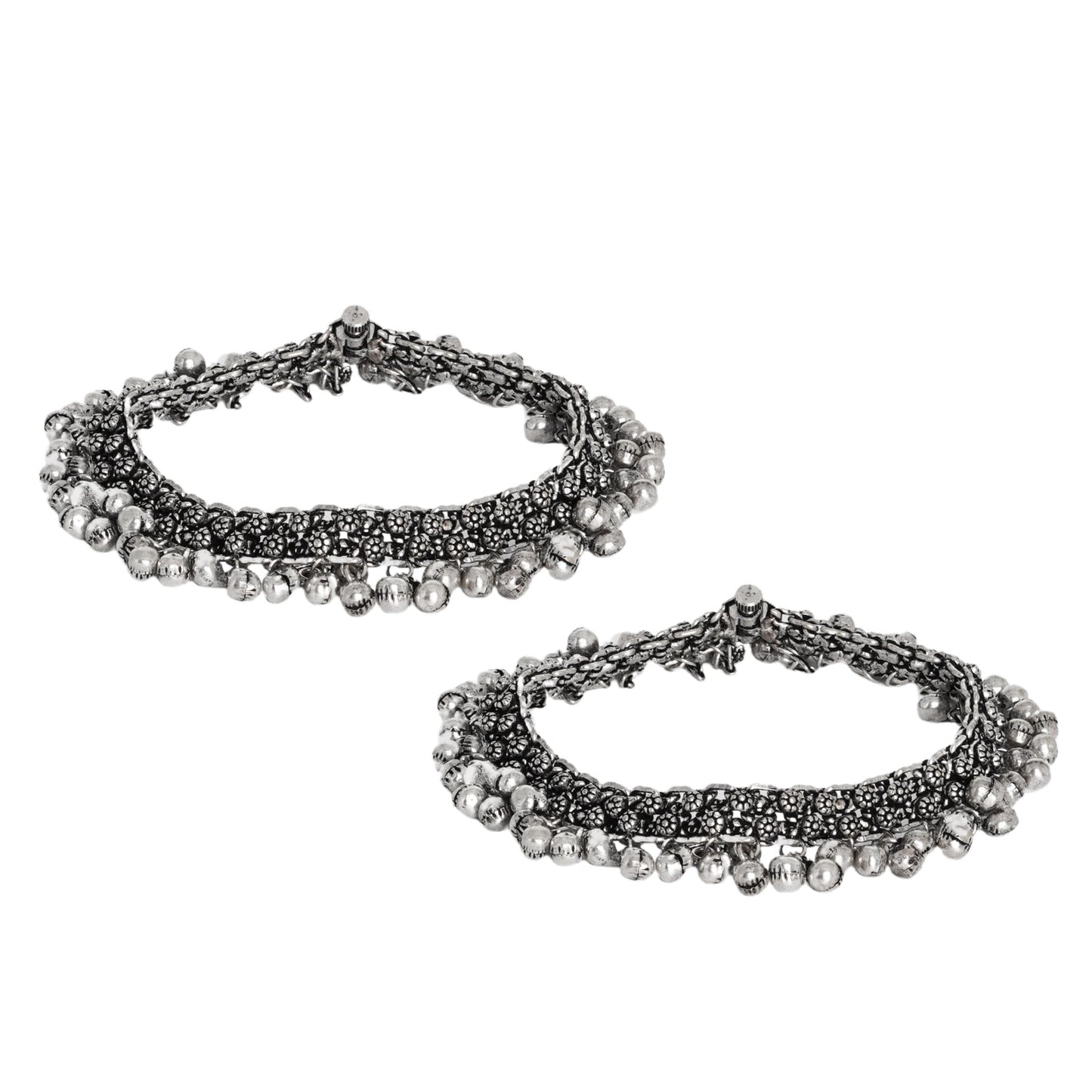 Teejh Raashika Silver oxidised Anklets