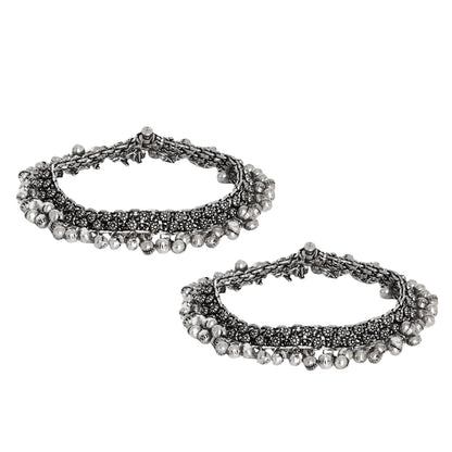 Teejh Raashika Silver oxidised Anklets