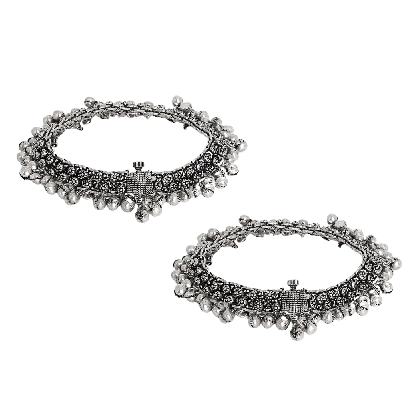 Teejh Raashika Silver oxidised Anklets