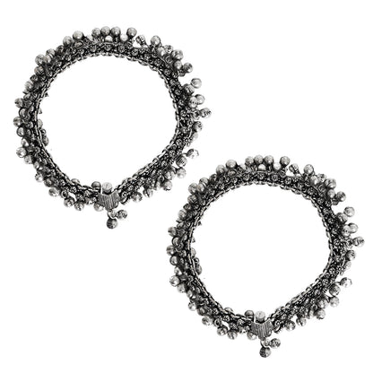 Teejh Raashika Silver oxidised Anklets