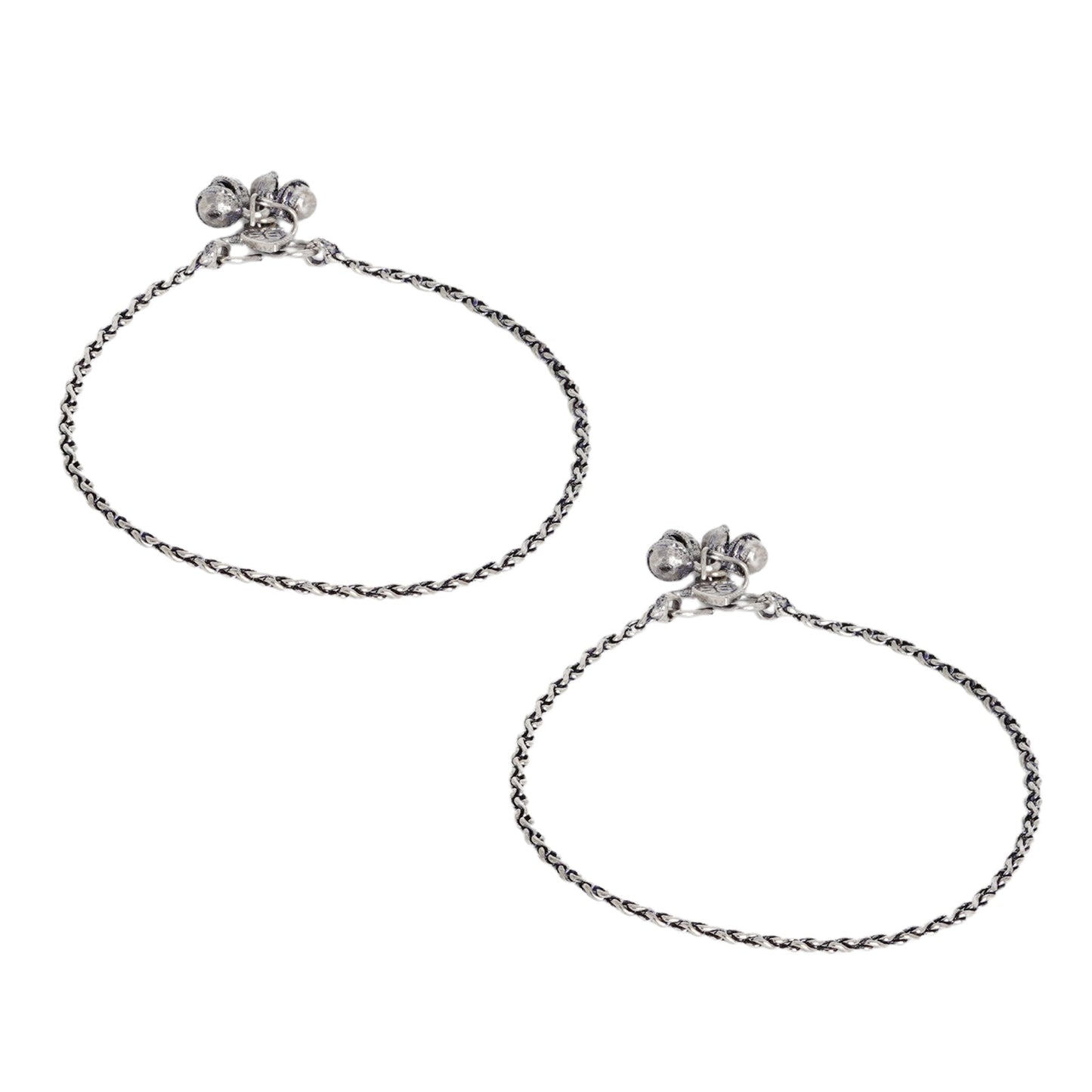 Teejh Kuvira Silver Oxidised Anklets
