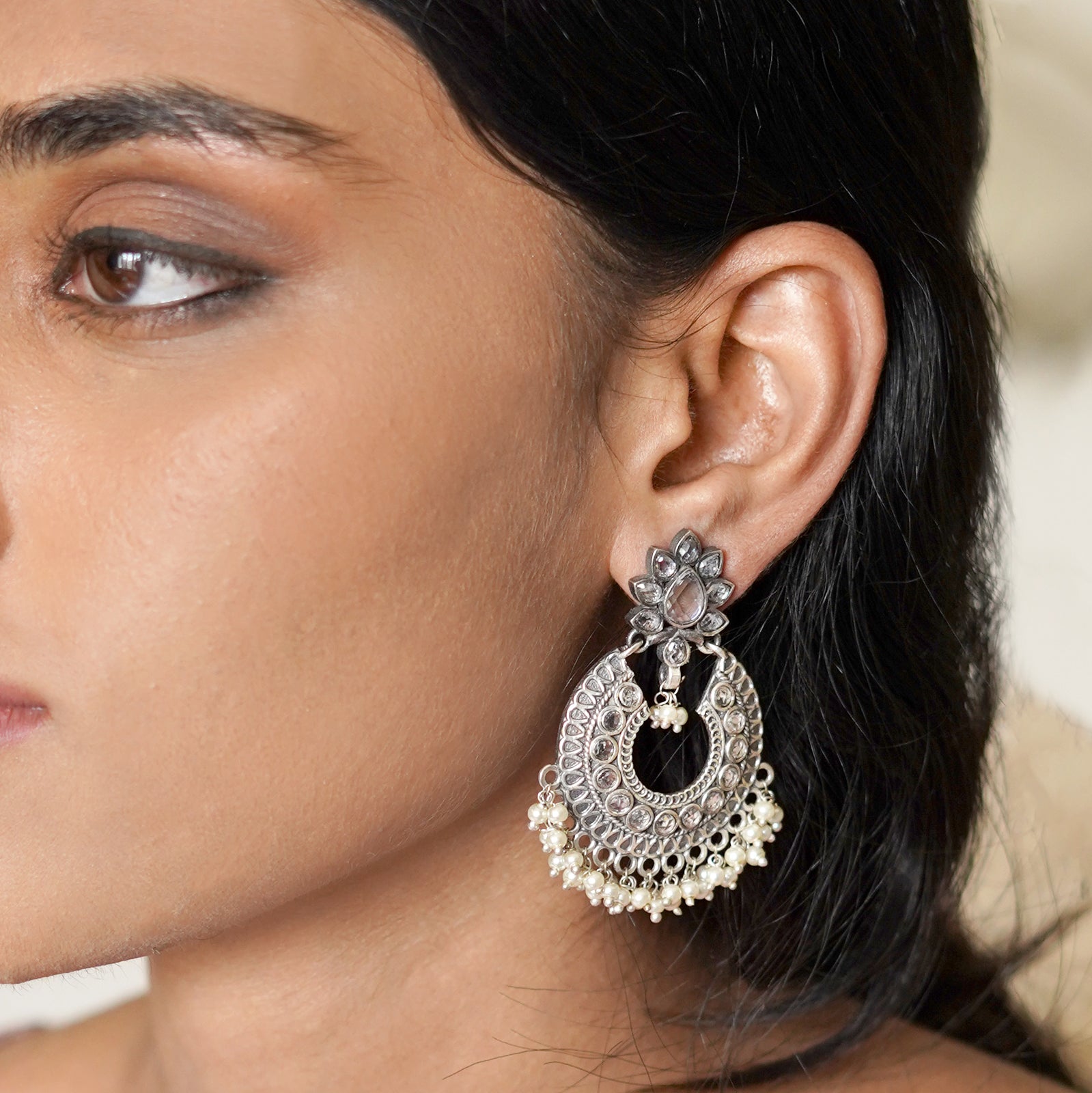 Teejh Tvesha Silver Oxidised Earrings