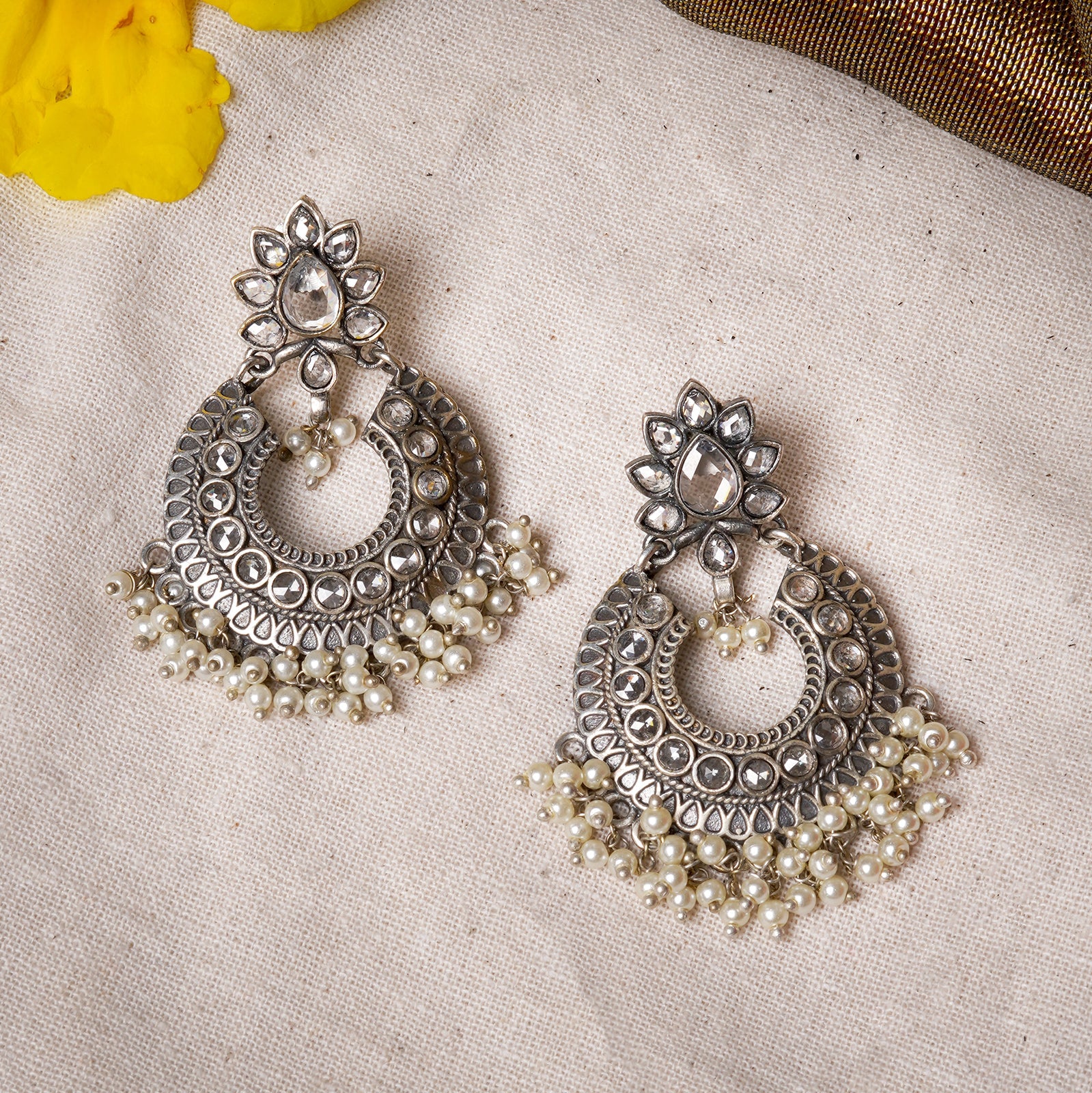 Teejh Tvesha Silver Oxidised Earrings