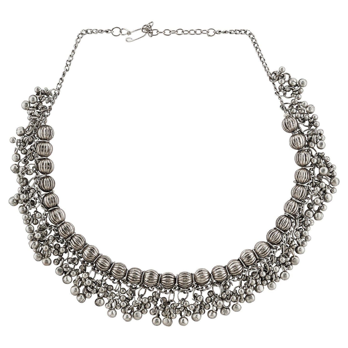 Bodhi  Silver Oxidized Gungroo Necklace