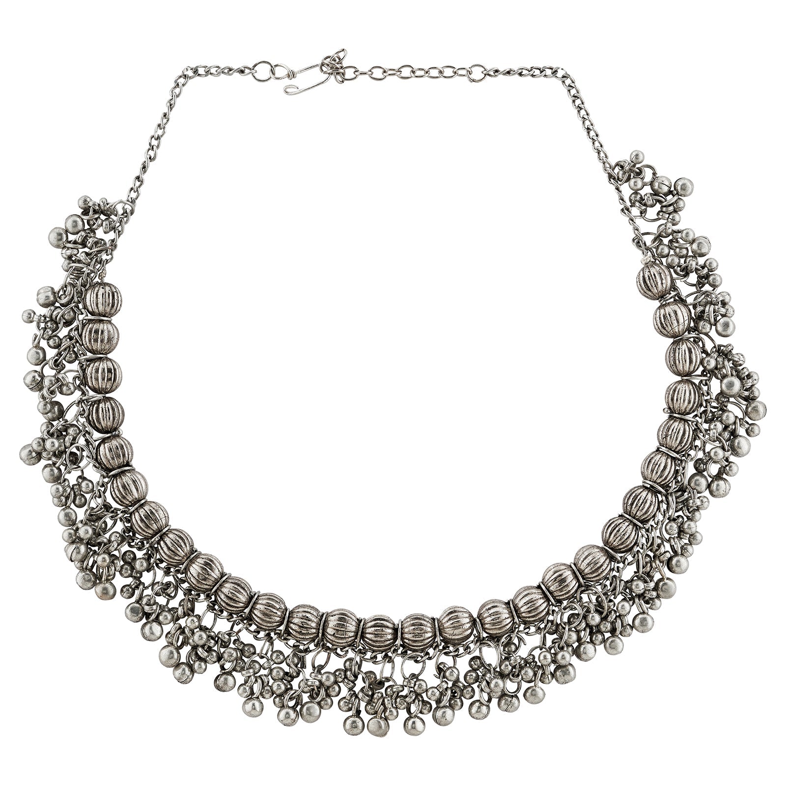 Bodhi  Silver Oxidized Gungroo Necklace