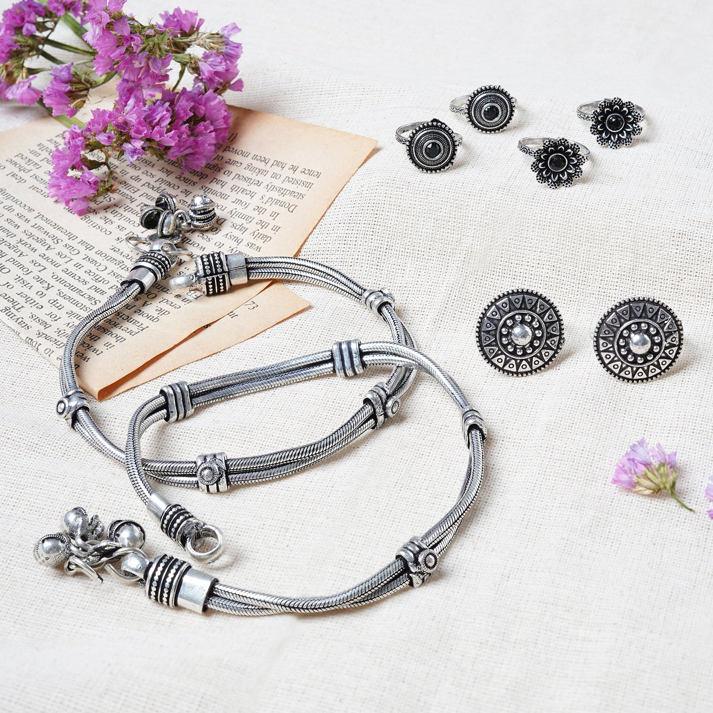 Teejh Himani Set of Anklet and 3 Toe Rings