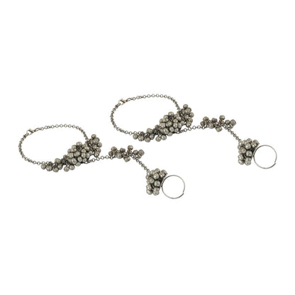 Teejh Shazana Silver Oxidised Ghungroo Anklet
