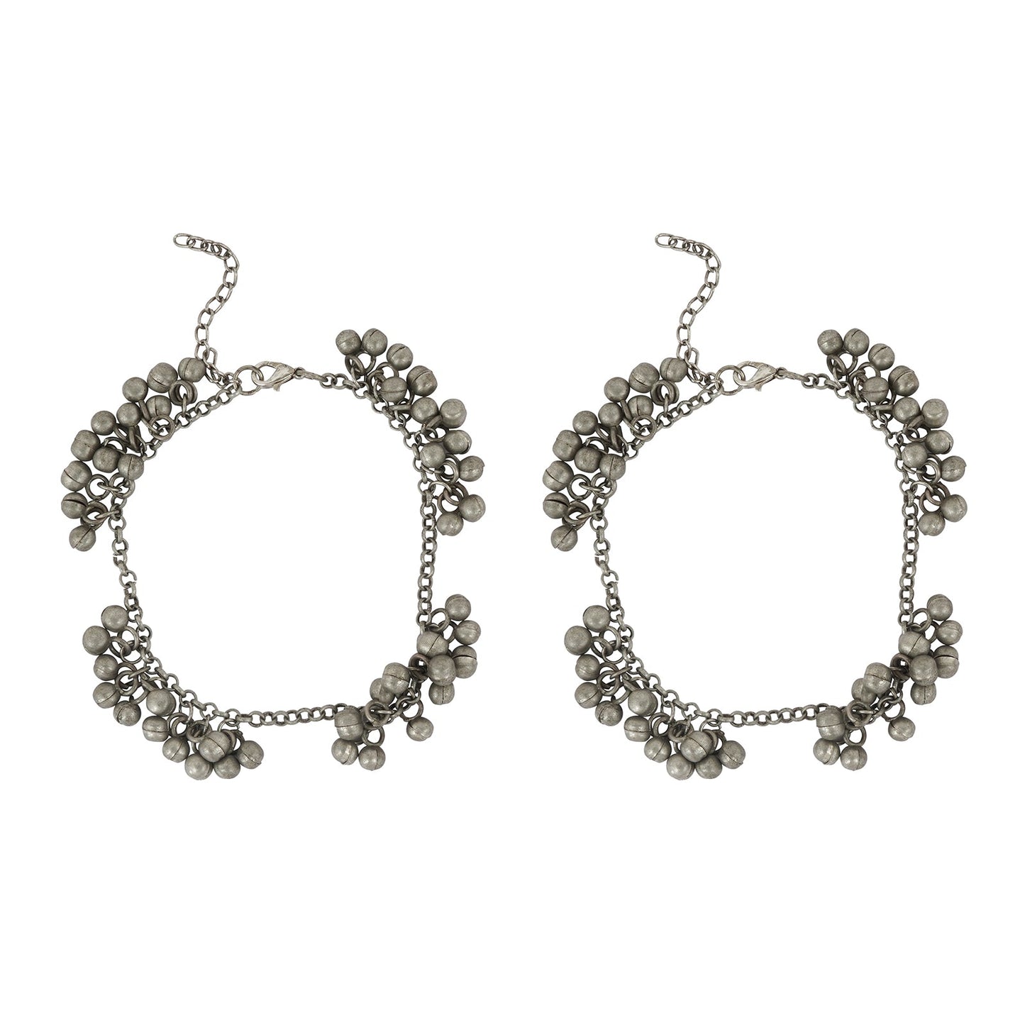 Teejh Nazreen Silver Oxidised Ghungroo Anklet