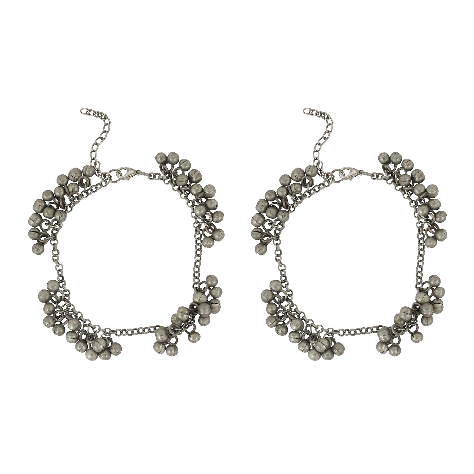 Teejh Nazreen Silver Oxidised Ghungroo Anklet