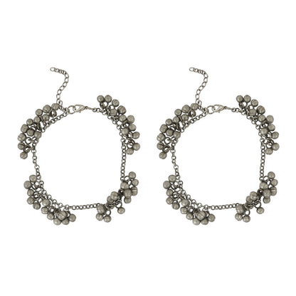 Teejh Nazreen Silver Oxidised Ghungroo Anklet