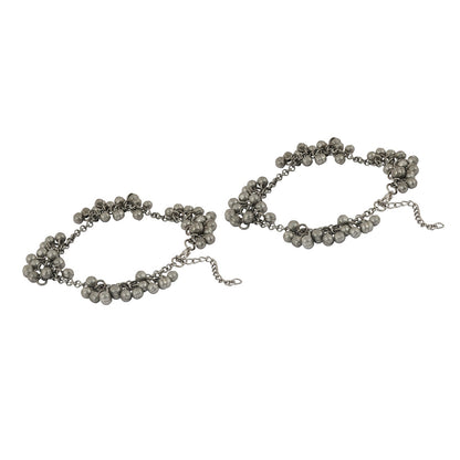 Teejh Nazreen Silver Oxidised Ghungroo Anklet