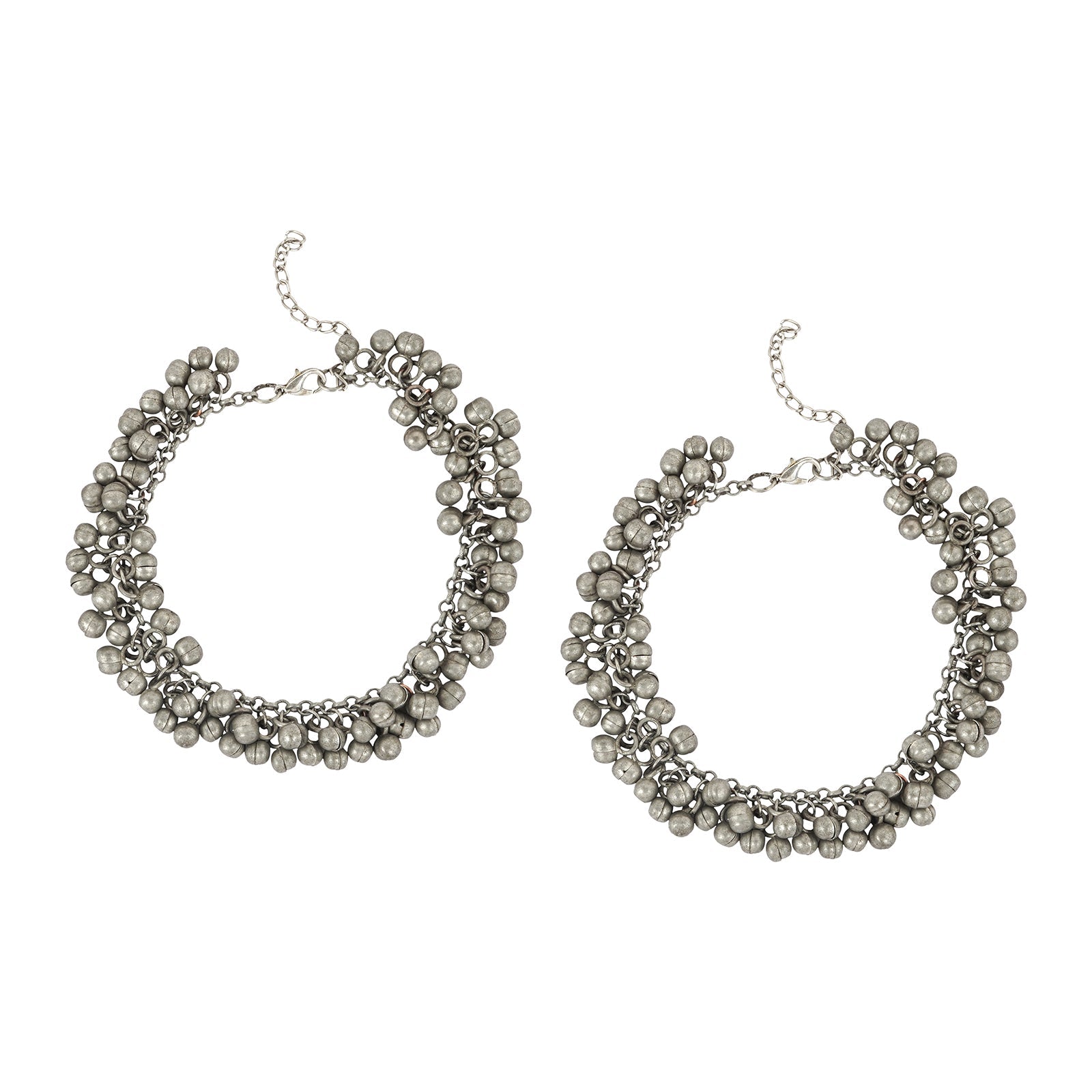 Teejh Nazah Silver Oxidised Ghungroo Anklet