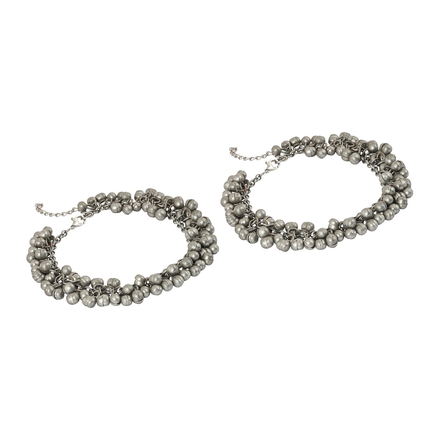 Teejh Nazah Silver Oxidised Ghungroo Anklet