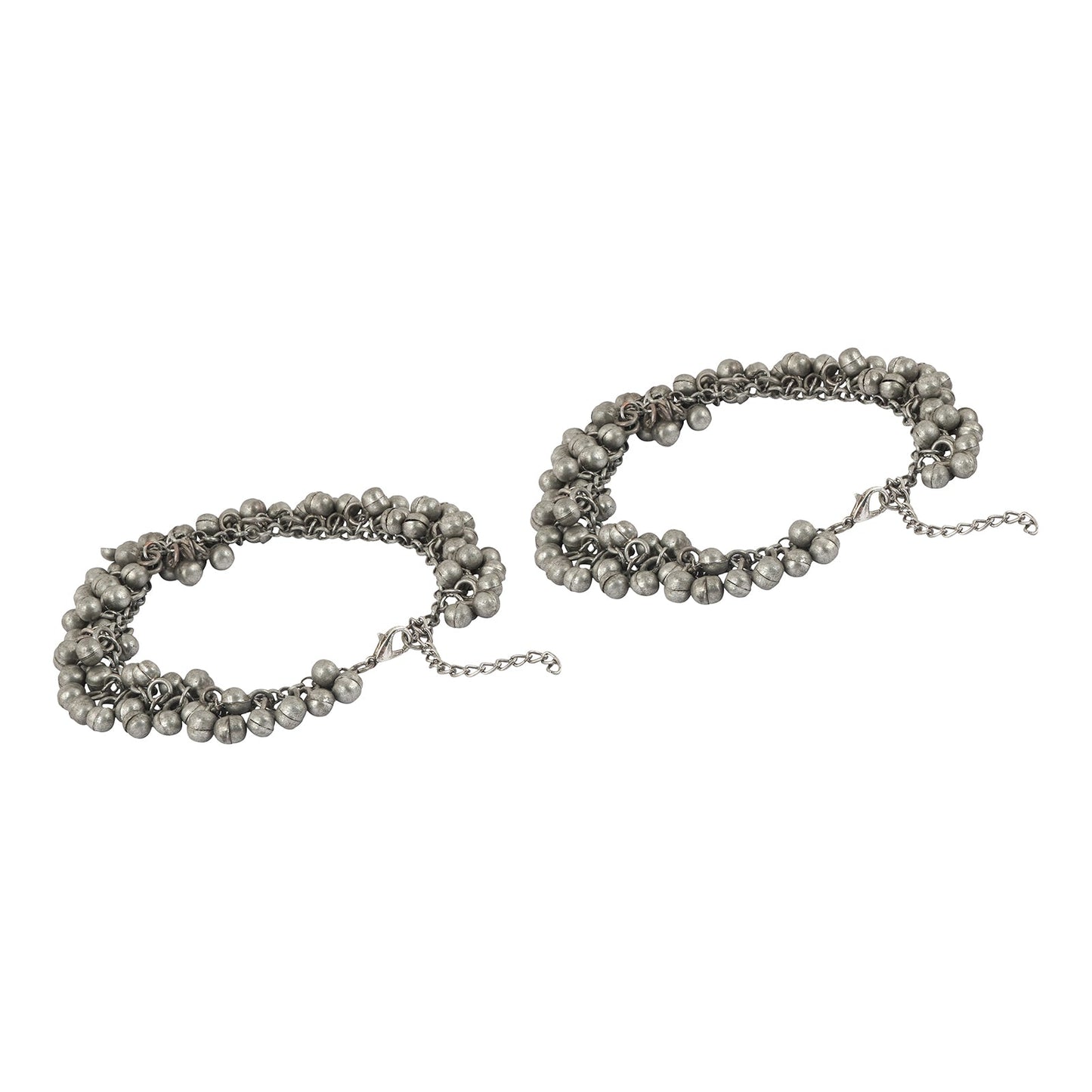 Teejh Nazah Silver Oxidised Ghungroo Anklet