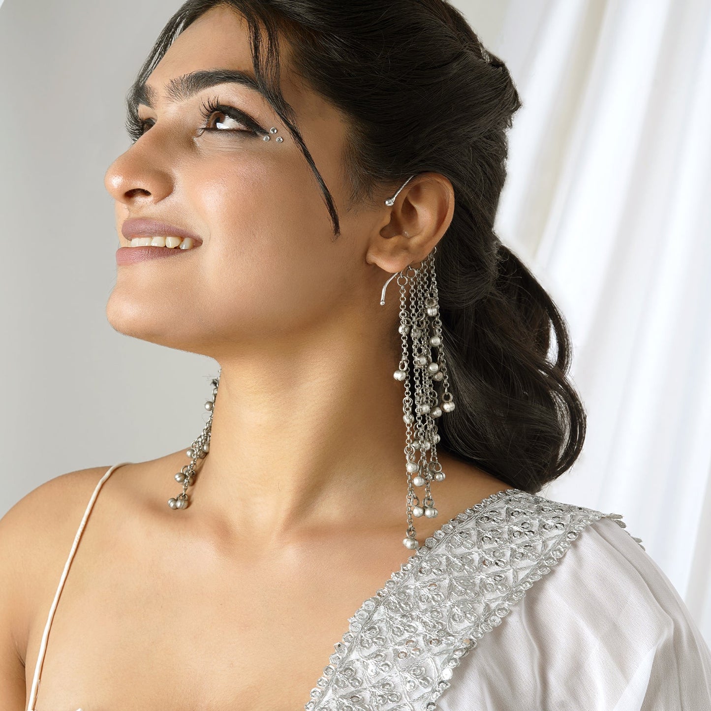 Teejh Nuriya Silver Oxidised Ghungroo Earcuff