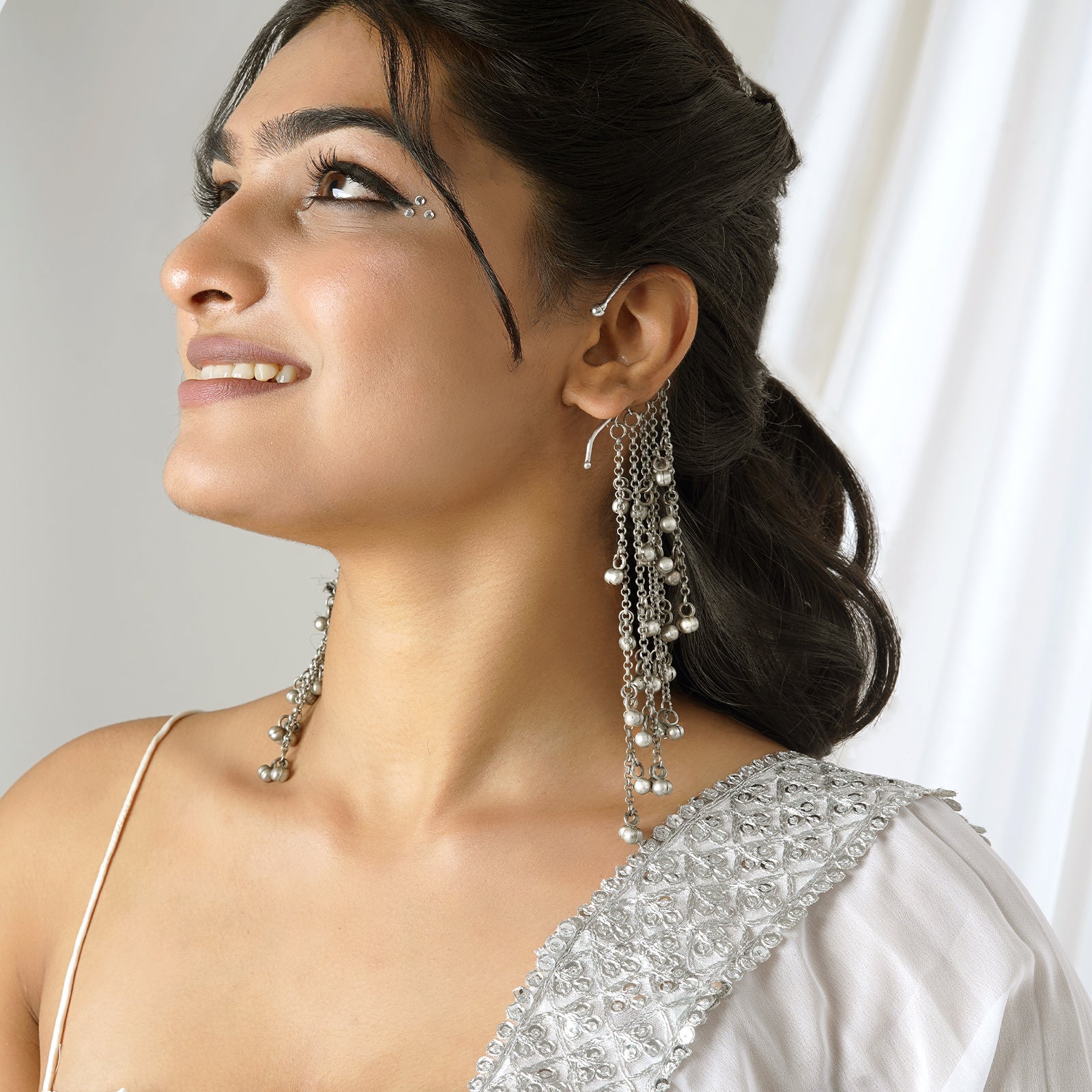 Teejh Nuriya Silver Oxidised Ghungroo Earcuff