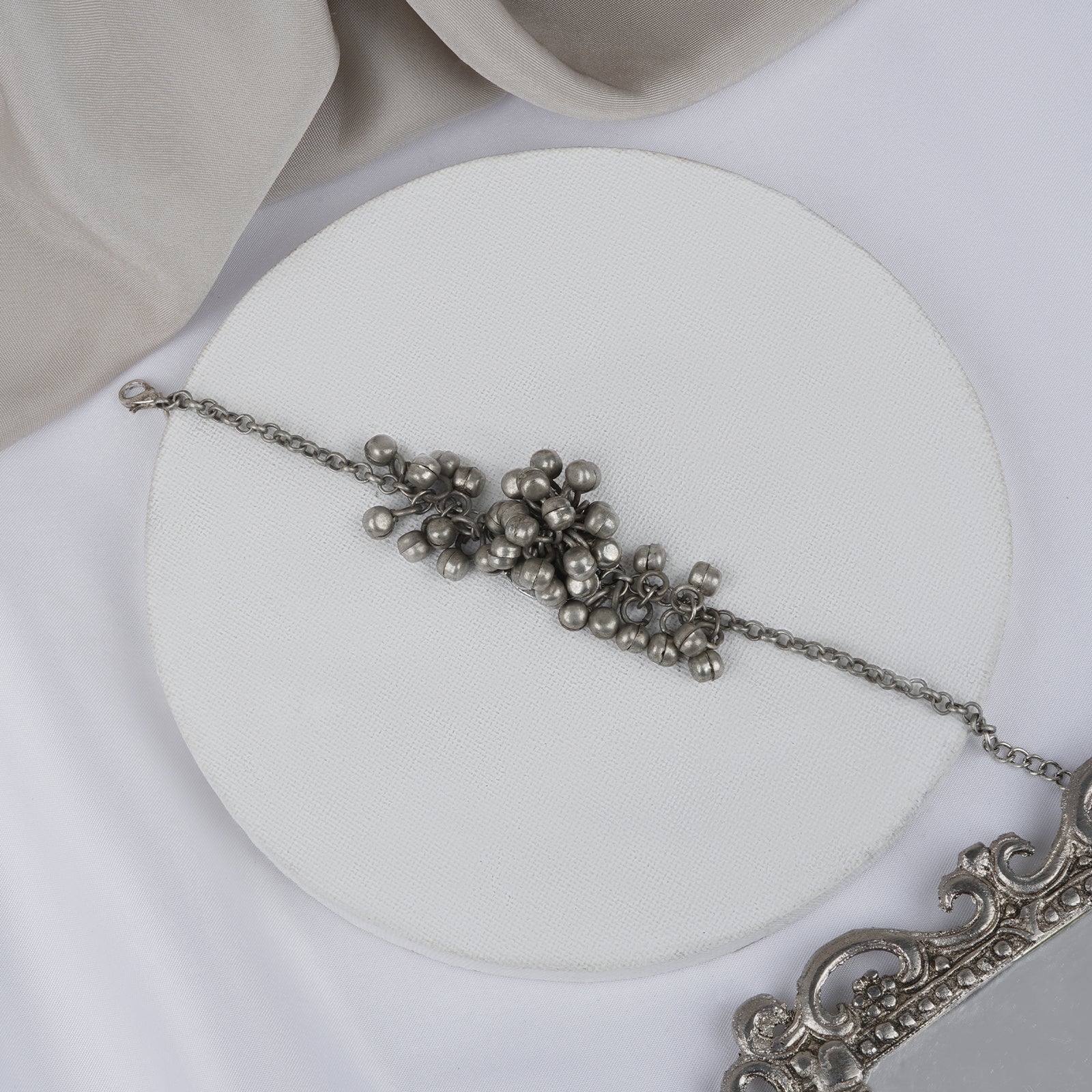Teejh Aafrah Ghungroo Silver Oxidised Bracelet