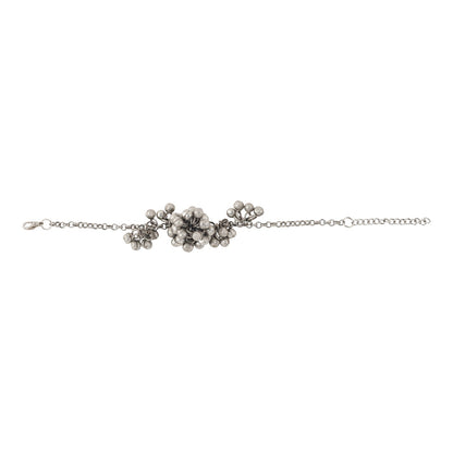 Teejh Aafrah Ghungroo Silver Oxidised Bracelet