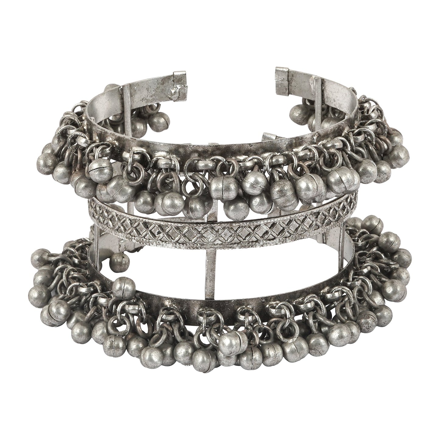 Teejh Sajal Silver Oxidised Ghungroo Bracelet