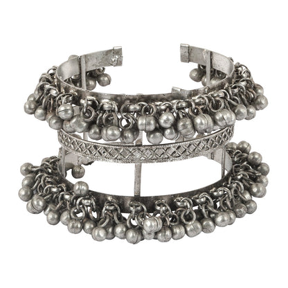 Teejh Sajal Silver Oxidised Ghungroo Bracelet